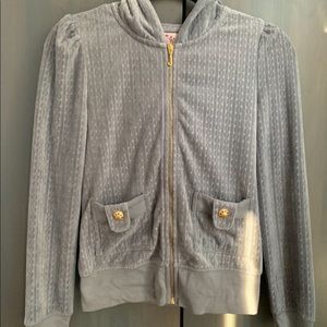 Juicy Couture Velour Textured Hoodie Grey, Small